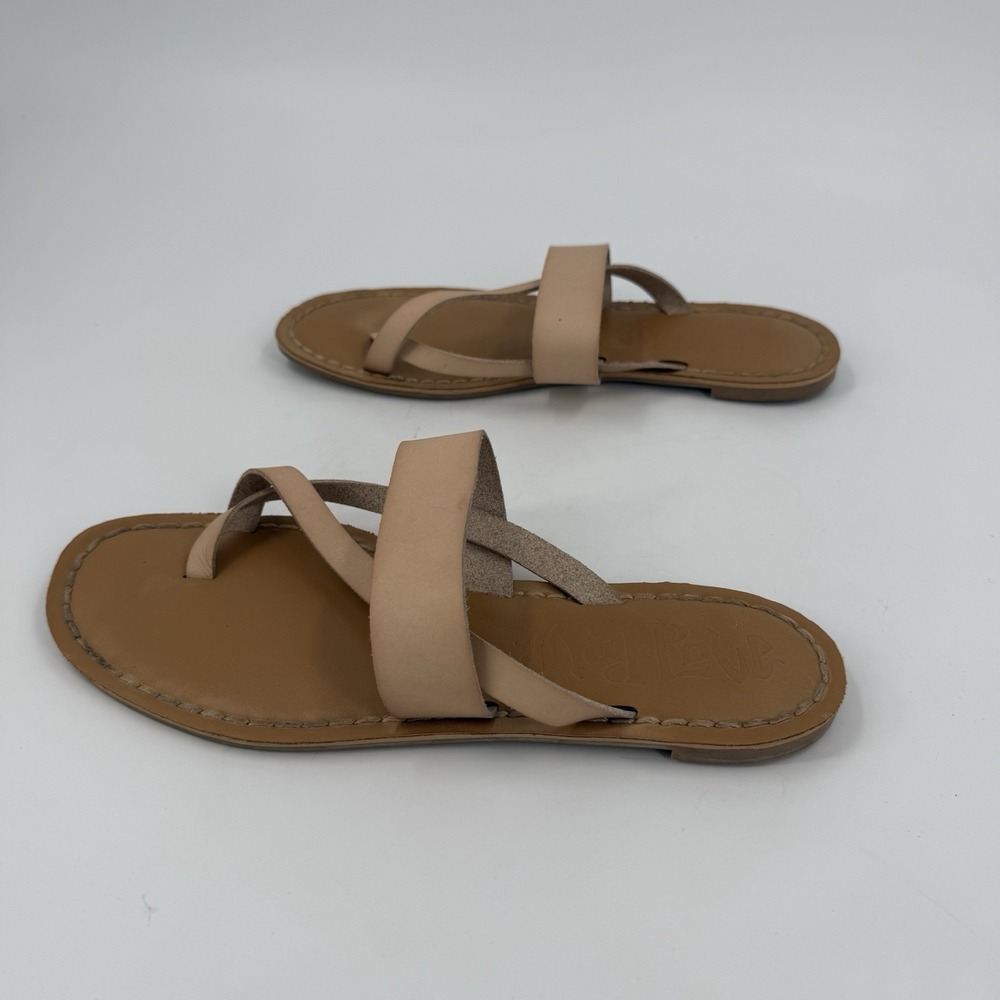 Matisse Tan Leather Strappy Toe Ring Flat Sandals Womens Size 11 Boho